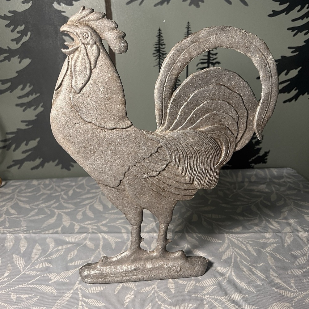 Rooster Wall Hanging Pewter/Metal Vintage‎ Home Kitchen Decor 10.5" Height